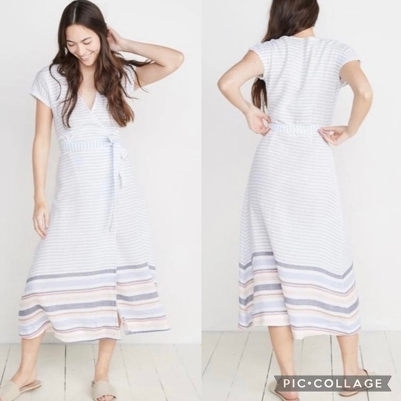 Marine Layer Dresses & Skirts - Marine Layer Striped Maxi Dress in White and Light Blue with Pastel Accents